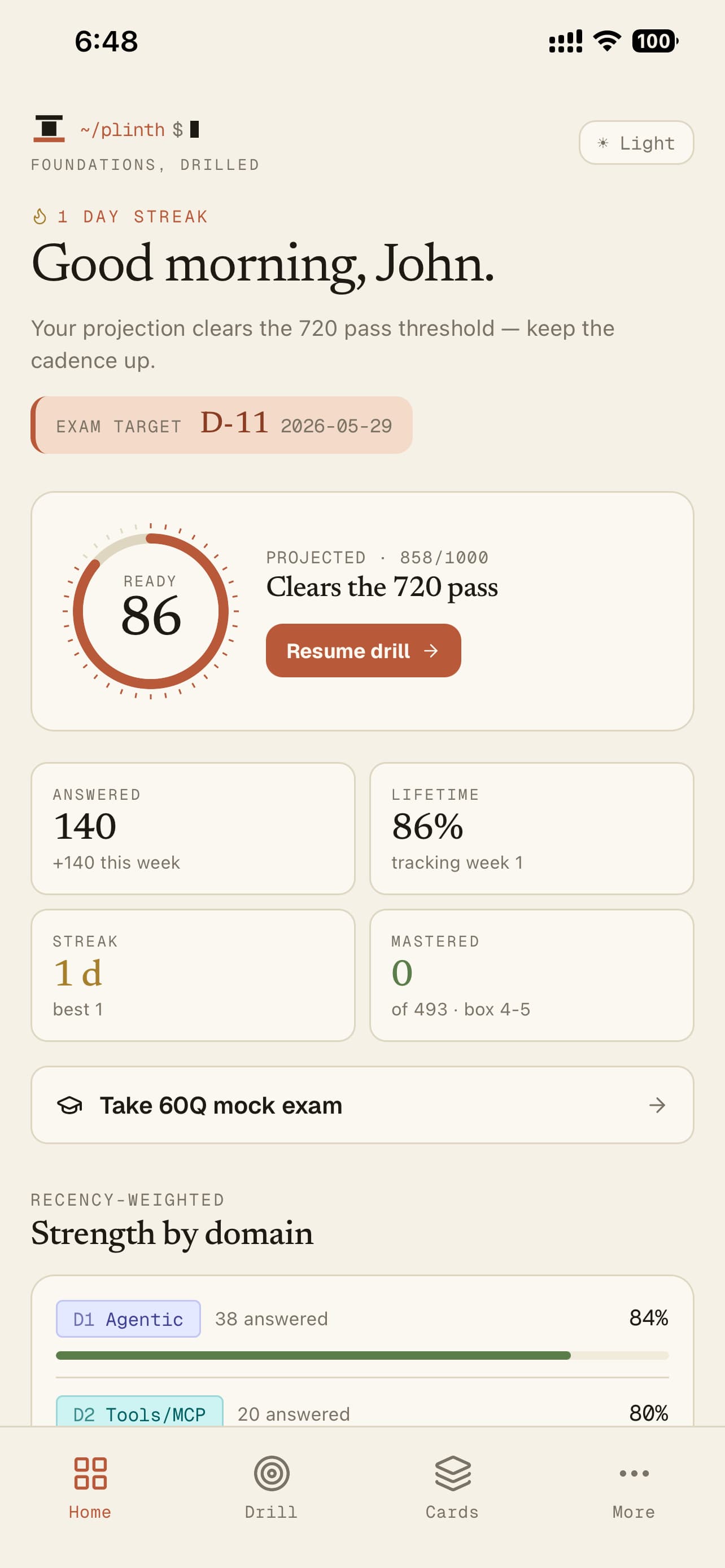 Home dashboard